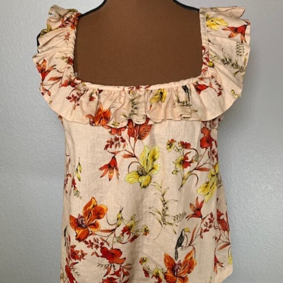 Evereve Tops - Evereve Floral Ruffle Tank Top - Cream, Red, Yellow